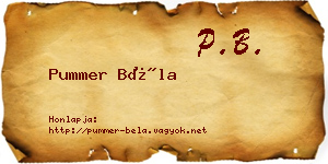 Pummer Béla névjegykártya